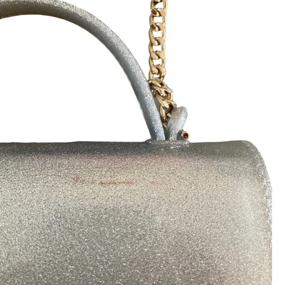 Furla Candy Meringa Mini Shoulder Bag Crossbody In Silver Shimmer Made in Italy - Picture 6 of 8
